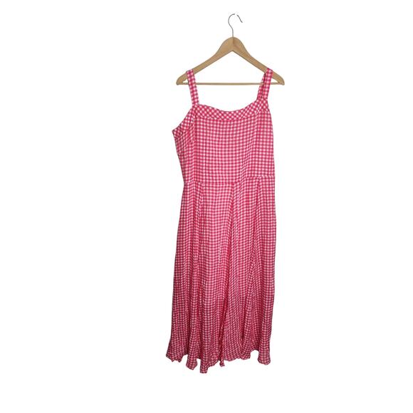 CIty Chic Picnic Maxi Dress Pink Gingham A Line Smocked M/18 - Picture 1 of 8